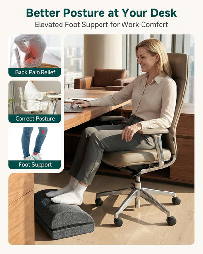 Snailax Heated Foot Rest Under Desk, Adjustable Height Foot Stool with Heat