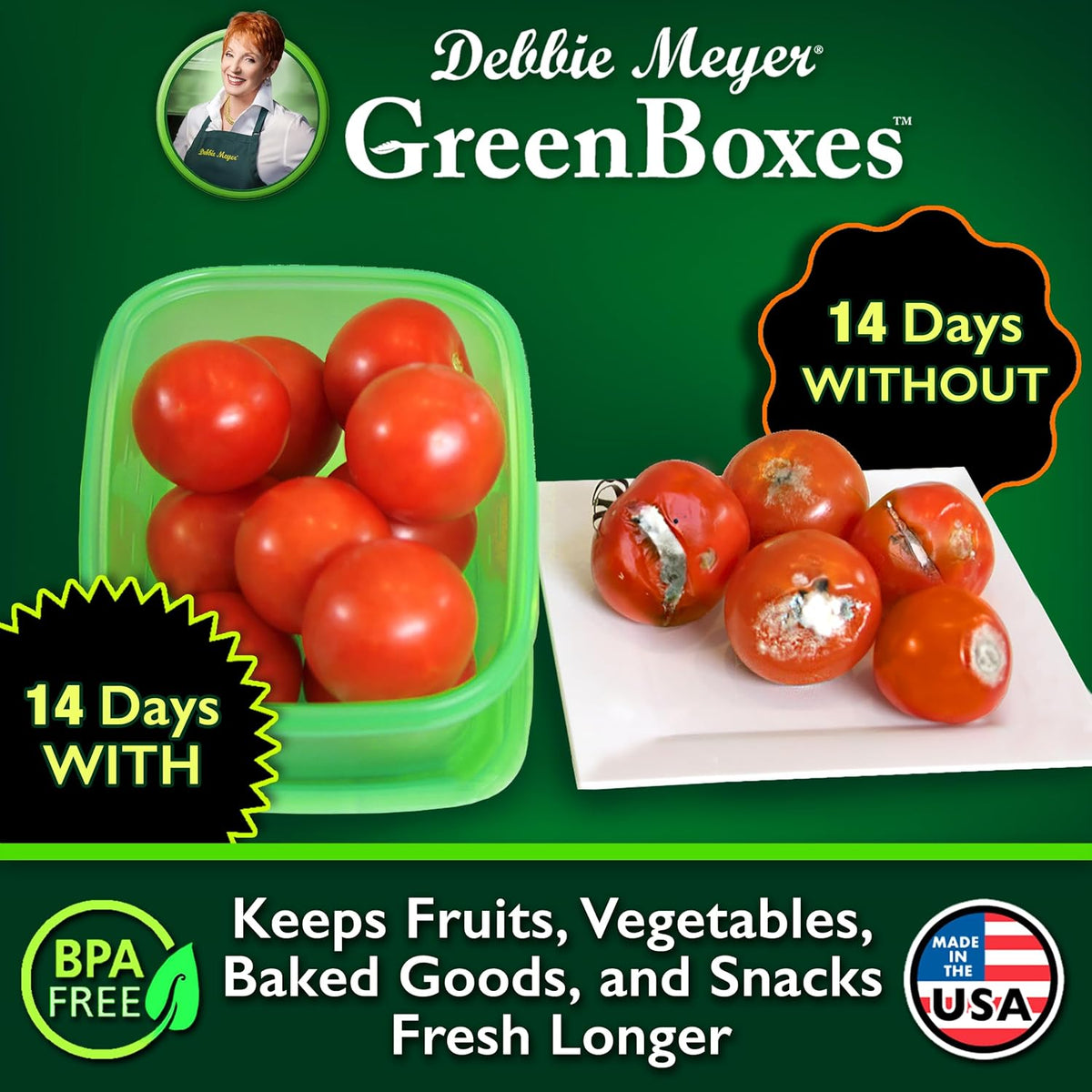 Debbie Meyer UltraLite GreenBox, Reusable Food Storage Containers with Lids