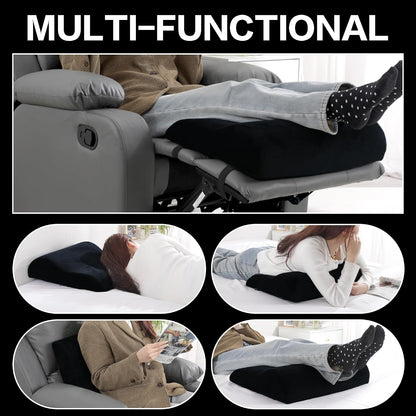 HOMBYS Extra Large Recliner Leg Pillow, Memory Foam Foot Rest Cushion Wave Shape Recliner Footrest Extender, Multi Purpose Back & Lumbar Support Pillow for Recliner, Bed, Sofa Couch,Grey