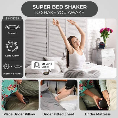 Sonic Alert Small Digital Alarm Clock with Battery Backup, Snooze, Full Range Brightness Dimmer, Outlet Powered Compact Clock for Bedrooms, Desk, Bedside, Simple to Operate (Black)