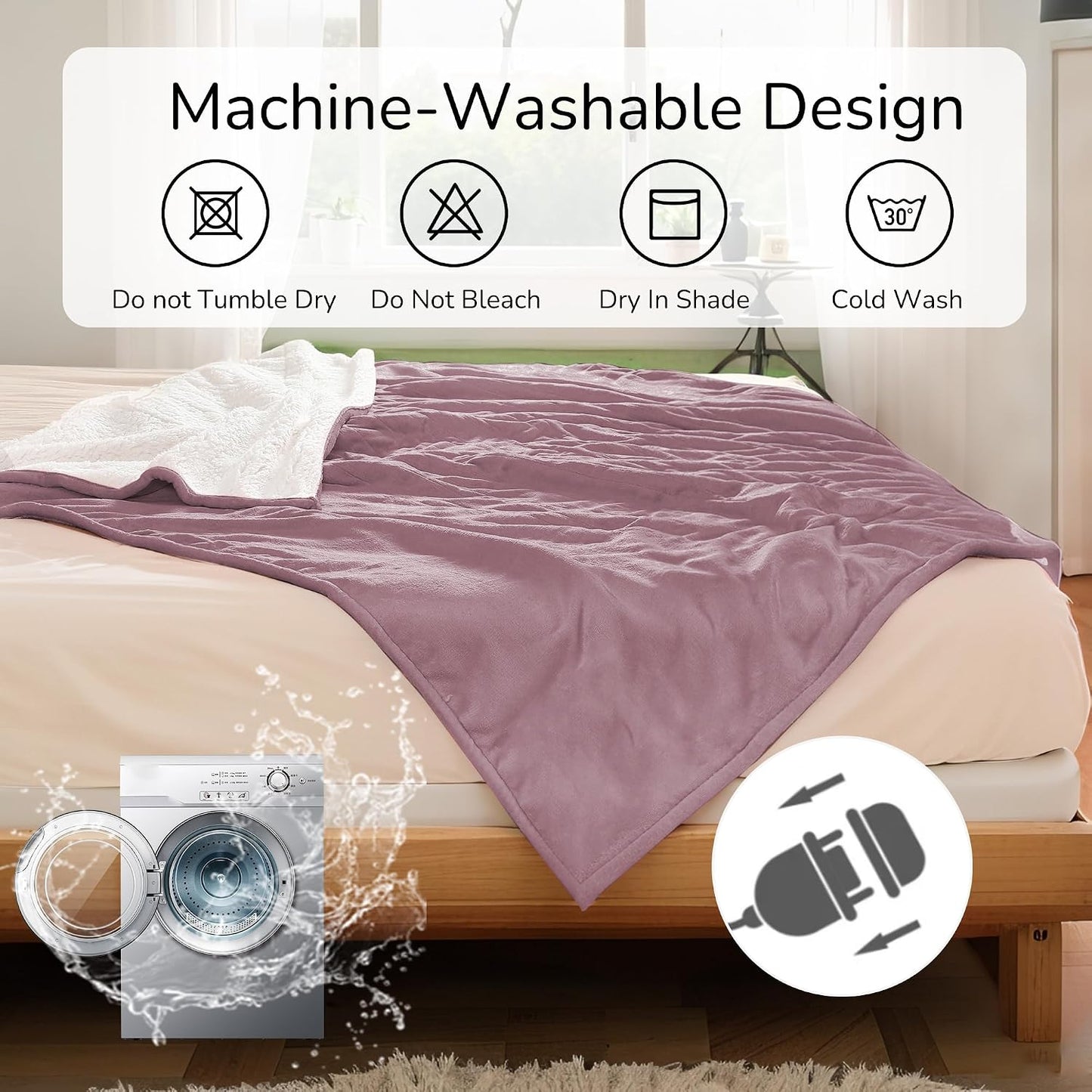 Electric Heated Blanket Full Size 72"x84" – Light Gray | ETL for Safe Overnight, 4 Heat Settings & 10H Auto Off, Dual-Sided Microplush Sherpa for Home Night, Machine washable