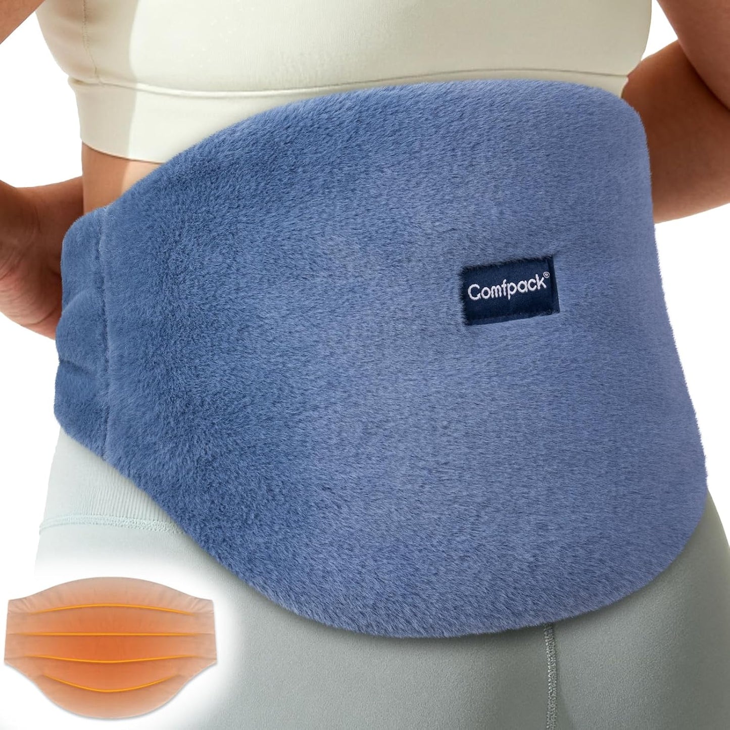Comfpack Microwave Heating Pad for Back Pain Relief, Washable Microwavable Hot Compress Therapy for Sciatica Surgery Recovery, Lower Lumbar, Waist Warm Compress, Stomach, Cramps, Blue