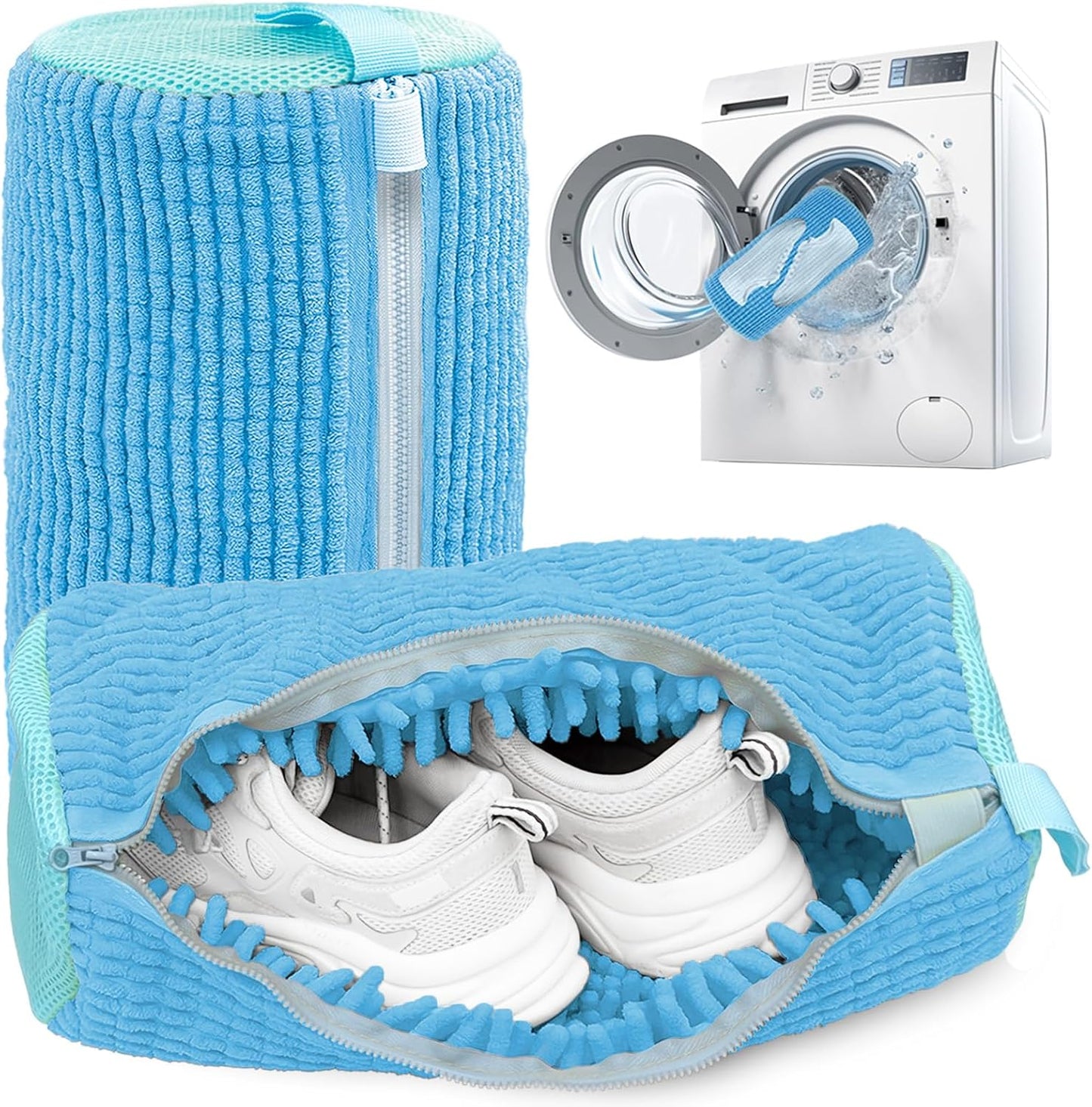 Shoe Washing Machine Bag,Laundry Shoe Bag for Washer and Dryer,Reusable Shoe Cleaning Bag for Sneakers,Tennis Shoes,With Self-locking Zipper, Microfiber Inside,Include Shoe Bag (Pro Grey - 1 Pack)