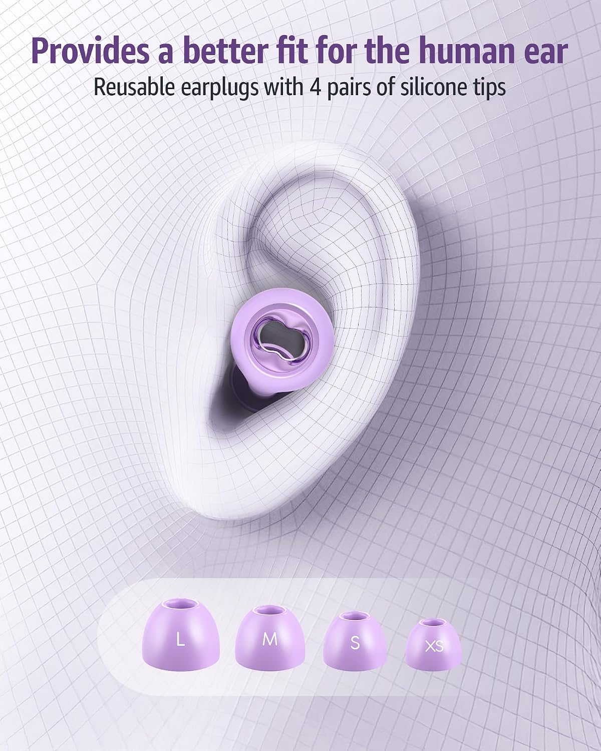 Ear Plugs Noise Cancelling for Sleeping: 45dB Earplugs with 8 Eartips & Ultra-Soft Silicone - Reusable Earbuds for Concerts, Travel, Snoring, Side Sleepers