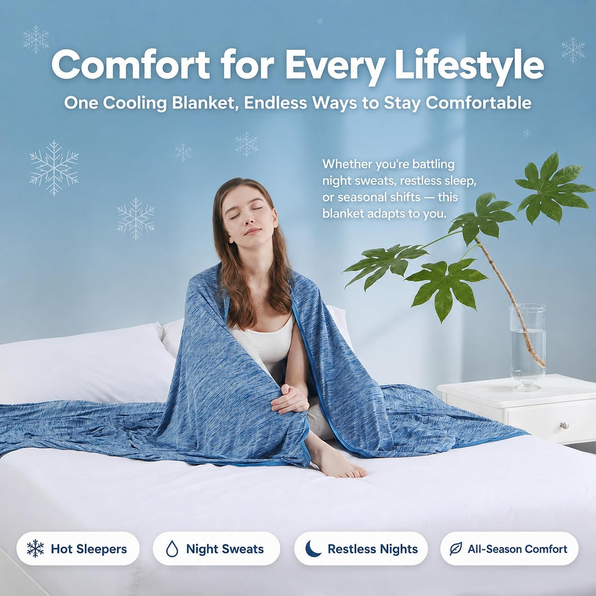 Cooling Blanket Queen Size for Hot Sleepers, Q-Max >0.4, 90 x 90 Inch, Grey