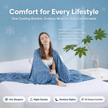 Cooling Blanket Queen Size for Hot Sleepers, Q-Max >0.4, 90 x 90 Inch, Grey