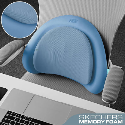 Skechers Lumbar Pillow Premium Memory Foam,Double-Layer-Office Chair Cushion for Tailbone Pain Relief,Butt Pillow for Office Chair,Car seat Cushion,Long Sitting Office Workers,and Car Drivers,Black