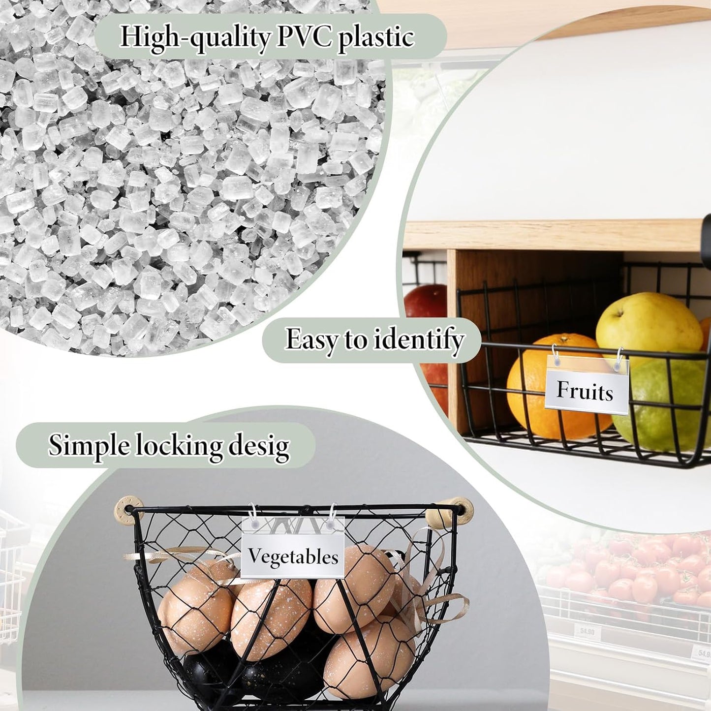 20Pcs Plastic Wire Shelf Label Holder Clip On Wire Basket Labels Storage Bin Labels Clip On for Storage Bins Shelf with Paper, 20pcs Label Insert Included 3.93x2.2 Inch