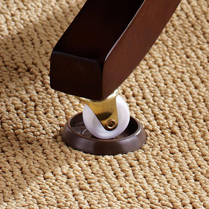 SoftTouch 1-1/4" Round Reusable Furniture Caster Cups for Couches, Chairs, Tables on Carpet or Hard Surfaces, Furniture Wheel Caster Cups with Vinyl Base, Set of 4, Brown