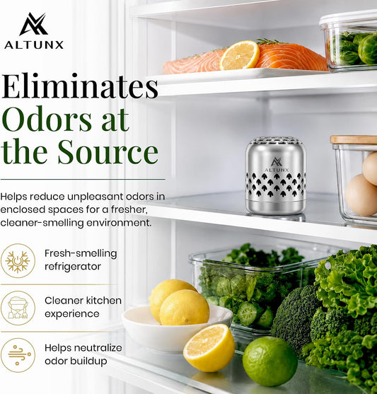 Refrigerator Deodorizer, Lasts Up to 10 Years, Fridge Odor Eliminator, Refrigerator Odor Absorber for Fridge & Freezer, More Effective Than Baking Soda, Reusable Air Purifier