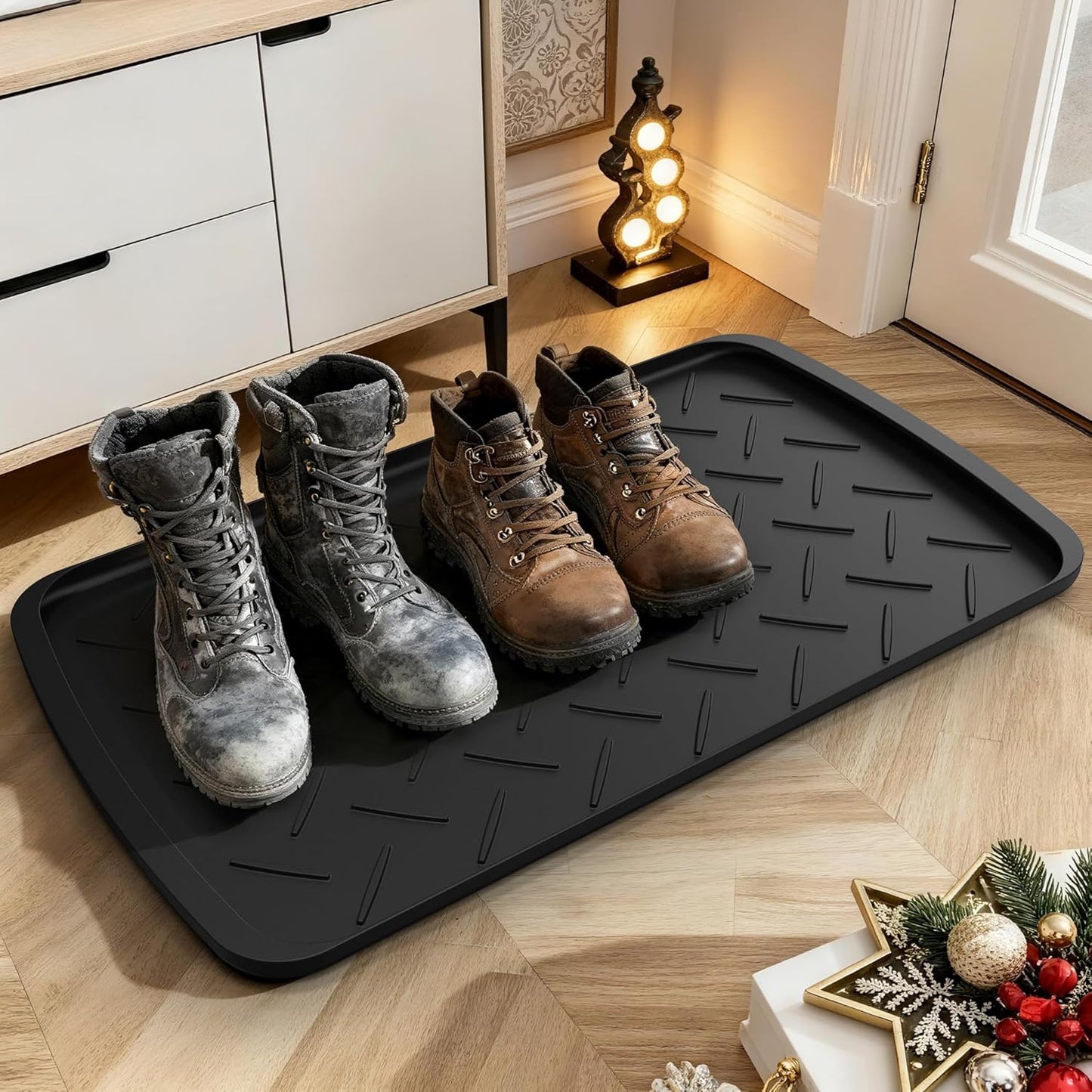 Boot Trays Heavy Duty Rubber Mat with Lip, Waterproof Shoe Mat Tray for Entryway Shoe Tray Multi-Purpose for Indoor or Outdoor 27.56 x 15.75inch