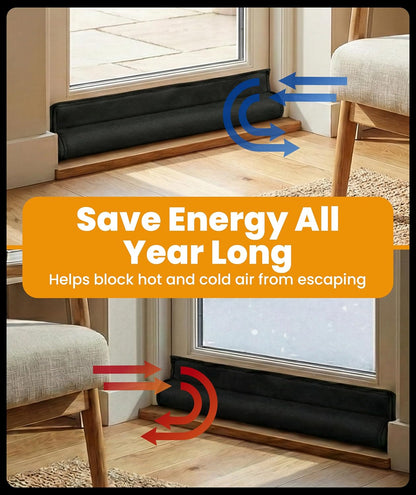 Everlasting Comfort 1 Sided Door Draft Stopper for Bottom of Door - Keeps Cold Air in & Heat Out, 100% Sound Proofing Strip Gap Filler, Quick Install Noise Blocker Sweep for Home - Fits 36" Doors