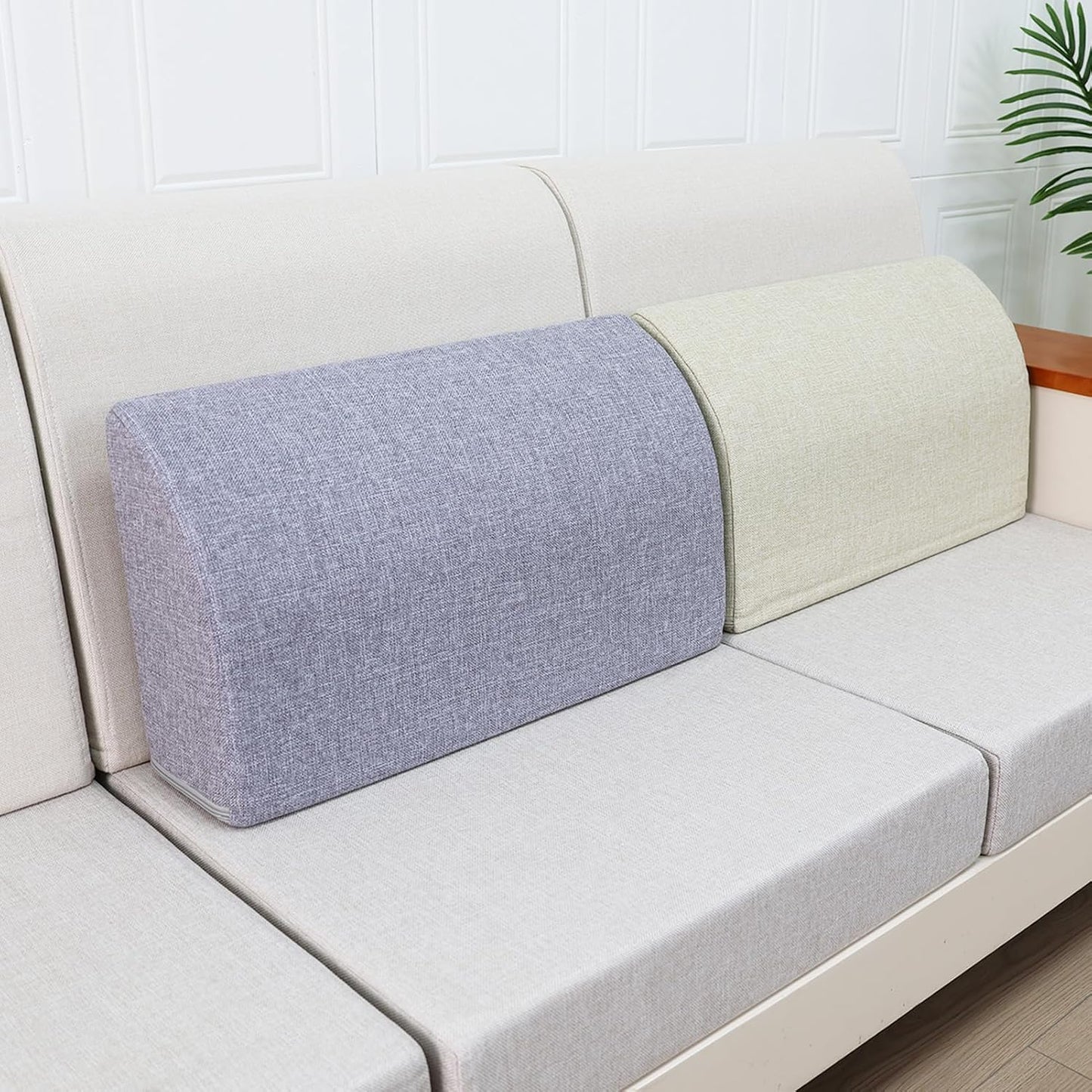 2PCS Sofa Couch Back Cushions, Backrest Support Pillow for Elderly,Extra Large Thick Lumbar Support Pillow for Home (6x24x13.2 in, Linen, Medium Grey)