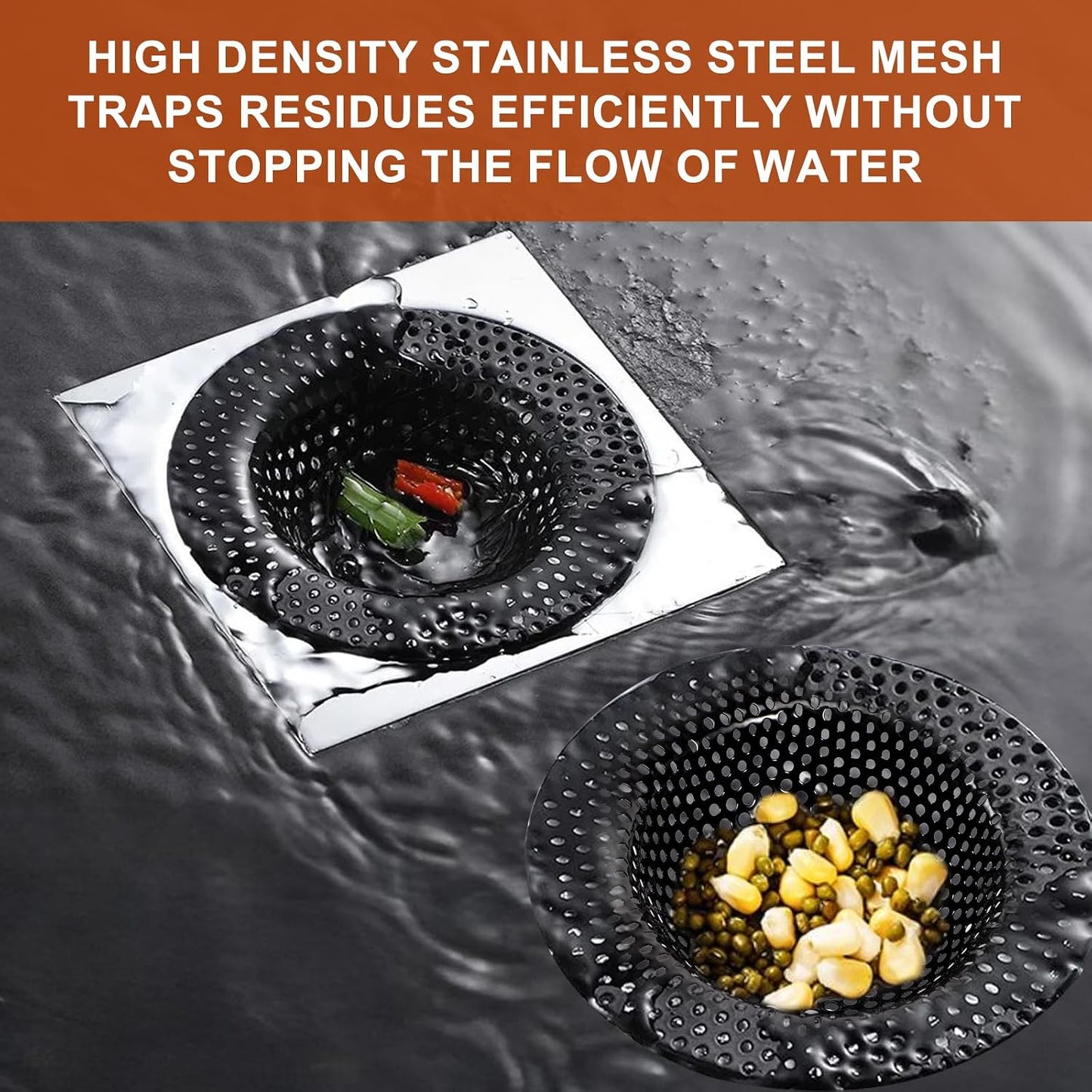 2 pcs Heavy Duty Stainless Steel Slop Basket Filter Trap, 2.75" Top / 1" Mesh Metal Sink Strainer,Perfect for Kitchen Sink/Bathroom Bathtub RV Wash Basin Floor Drain Balcony Drain Hole