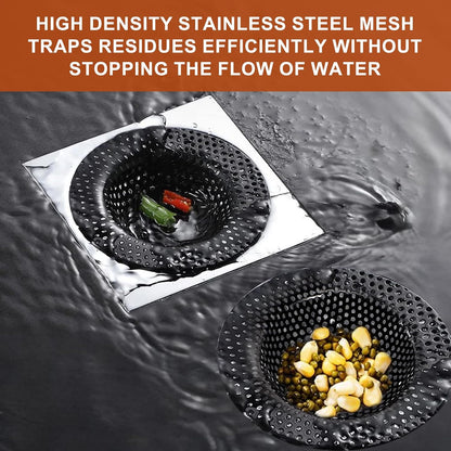 2 pcs Heavy Duty Stainless Steel Slop Basket Filter Trap, 2.75" Top / 1" Mesh Metal Sink Strainer,Perfect for Kitchen Sink/Bathroom Bathtub RV Wash Basin Floor Drain Balcony Drain Hole
