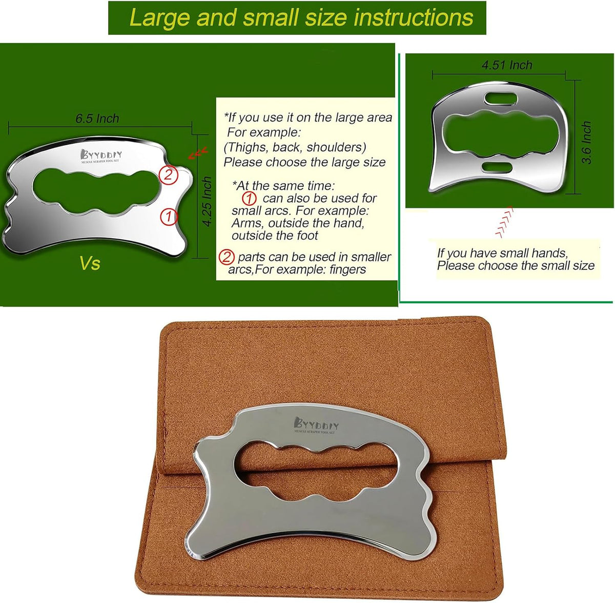 BYYDDIY Stainless Steel Gua Sha Derma Edge Massage Tools-Scraping Massage Tools,Muscle Scraper Tool (D2)
