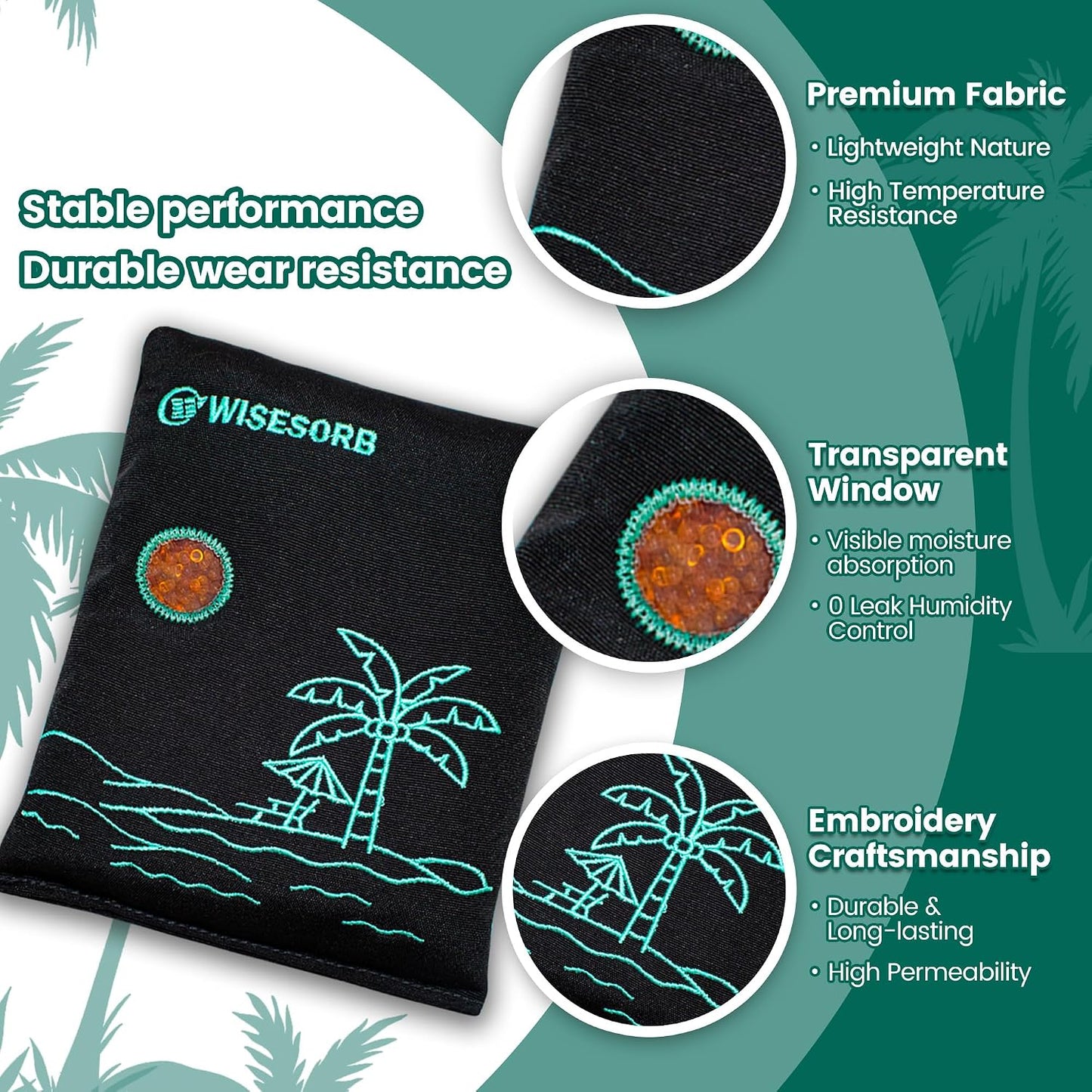 Wisesorb 500g x 2pcs Rechargeable Desiccant Packs, Reusable Car Dehumidifier, Microwave Reactivated Silica Gel Packets Moisture Absorber with Color Indicating for Safe Closet Basement Garage