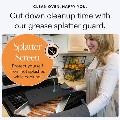 13-Inch Splatter Screen for Frying Pan - Silicone Grease Splatter Guard for 12"-13" Panss - |USA Brand|, Black | oven safe