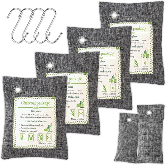 Activated Charcoal Odor Absorber, Bamboo Charcoal Air Purifying Bag. | Odor Deodorizer and Eliminator for Cars, Refrigerators, Shoes, Pets, Closets, and More.