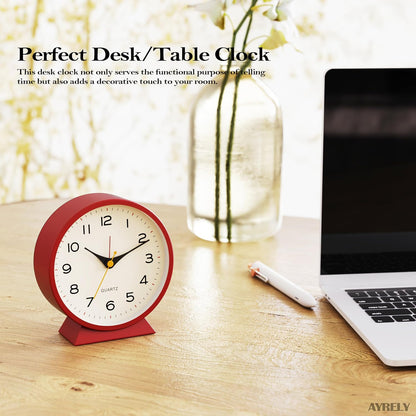 AYRELY® 4.5" Analog Alarm Clock, Small Retro Desk Clock and Table Clock