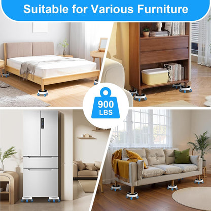 New Upgrade Furniture Sliders: Furniture Movers with Wheels & Groove | Furniture Dolly with 360° Rotatable Wheels - Appliance Roller for Moving Heavy Sofa Bed - Load Capacity Up to 750lb