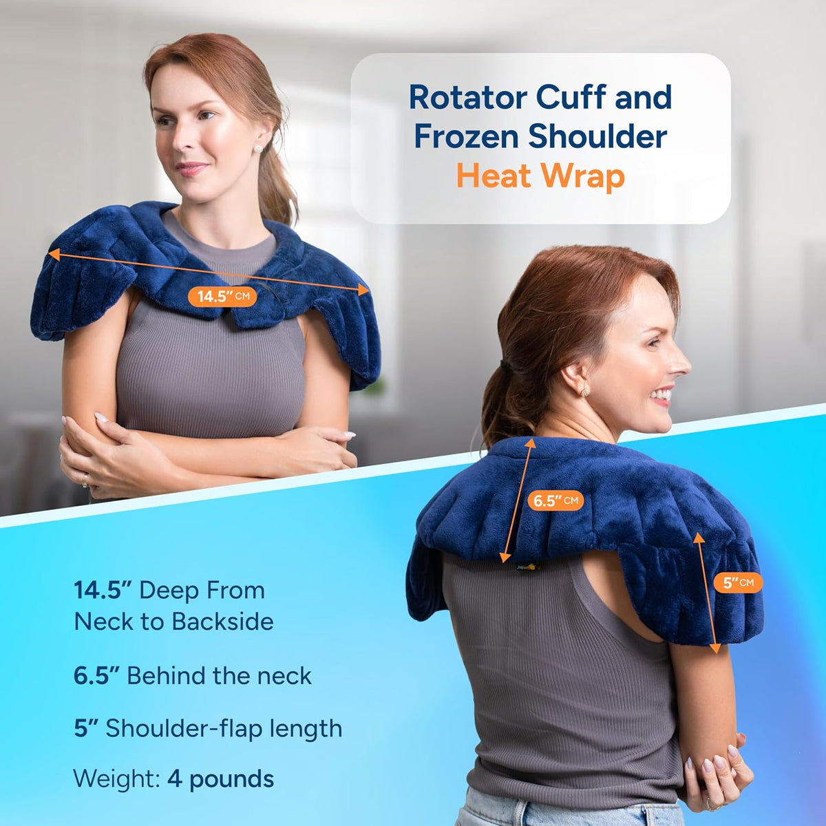 SunnyBay Weighted Shoulder Wrap, Microwavable Heating Pad, Navy Blue