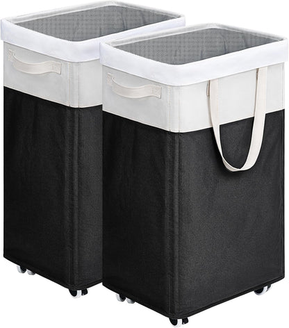 Goodpick 75L Laundry Basket with Wheels & Removable Wash Bag for Dorm | Rolling Laundry Basket with Handles for Dirty Clothes, Fodable Hamper for Laundry Room, Dorm Room Essentials, Grey