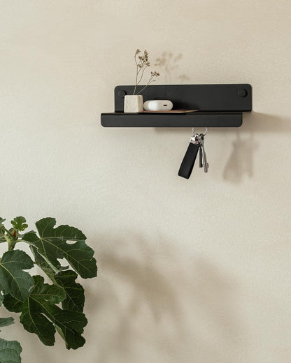 Kazai. Key Holder for Wall 'Holmsen' | Minimalist Key Hooks Design from Berlin | Modern Key Hanger with Metal Shelf | Key Hook Wall Mounted as Hallway Furniture | Sand Taupe