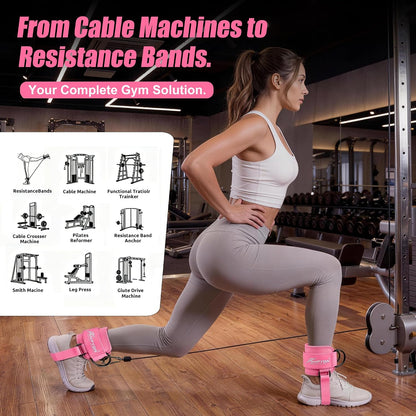 HPYGN Ankle Strap for Cable Machine, Padded Ankle Straps for Cable Machine Kickbacks, Glute Workouts, Leg Extensions, Curls, Booty Hip Abductors Exercise, Adjustable Comfort Ankle Cuff for Gym