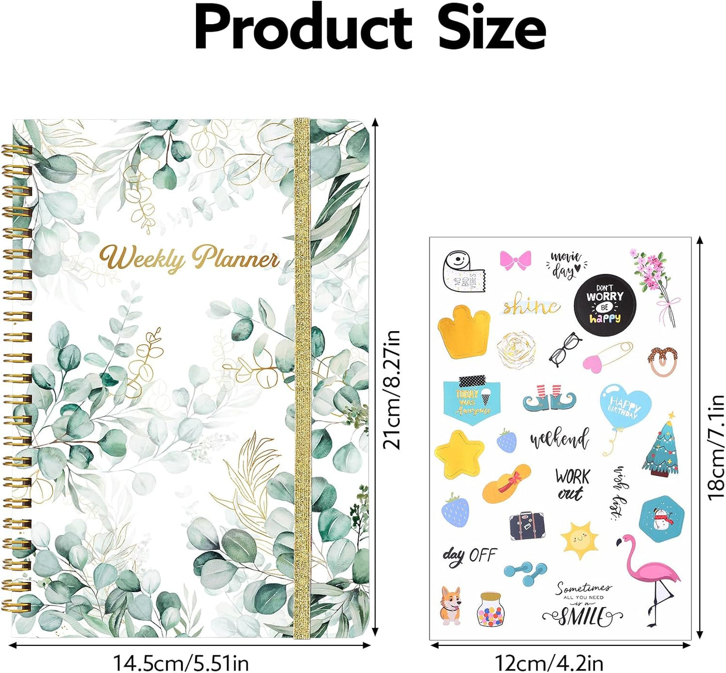 Thboxes A5 Weekly Planner Notebook, 52 Week Undated Journal for Women, Pink | Spiral Binding, Stickers, Planners for Home, Work, Office, College, School Supplies for Girls, Kids, Students, Teachers Gifts