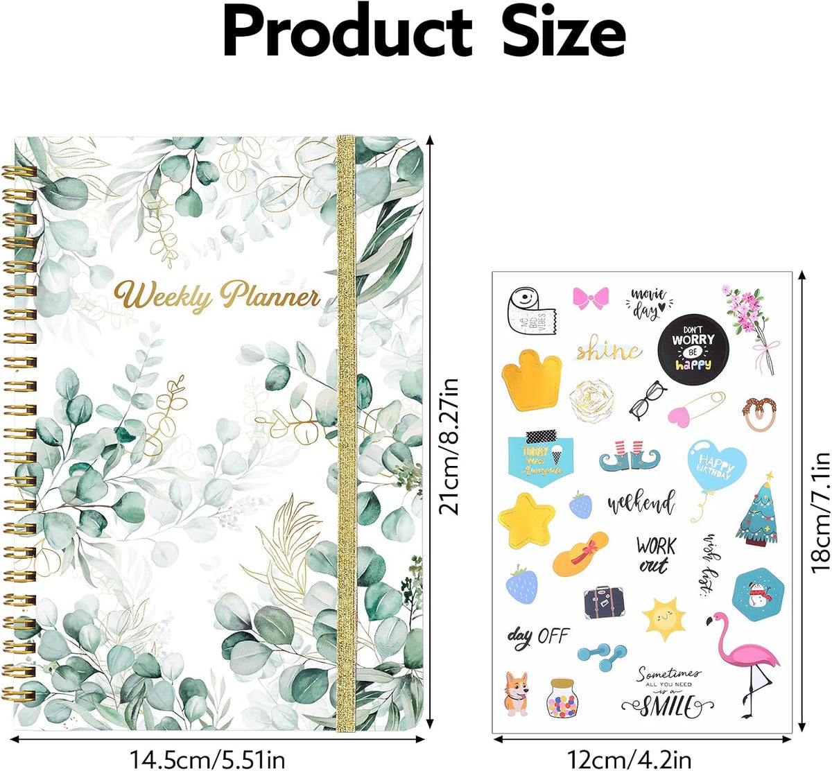 Thboxes A5 Weekly Planner Notebook, 52 Week Undated Journal for Women, Pink