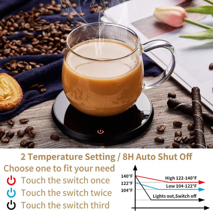 Coffee Mug Warmer for Desk 8H Auto Shut Off, Smart Coffee Cup Warmer with 2 Temperature Setting, Electric Mug Warmer Plate for Coffee, Milk, Tea (Black Rose)