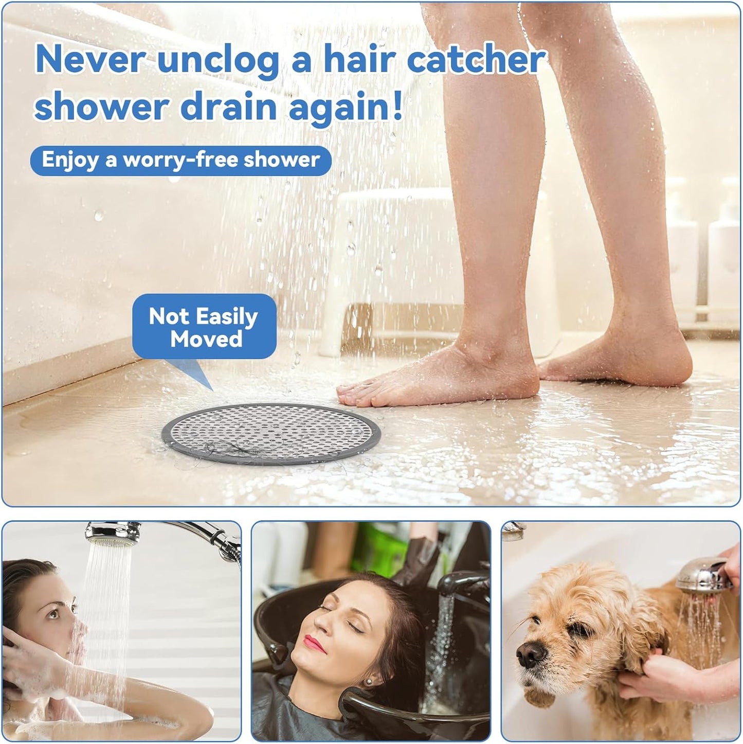 Shower Drain Hair Catcher,4.72",Hair Catcher for Bathroom Drain,Tub,Sink | Shower Drain Cover Protector,Easy Installation Clean,Prevents Clogged For Bathroom Shower Drain,Bathtub,Sink
