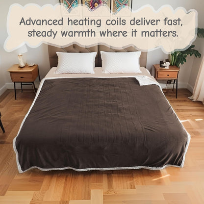 Soypipo Electric Heated Throw Blanket 50"x60", Faux Fur Plush with 4 Heat Settings & 2/4/8/10H Auto Shut-Off, Overheat Protection, Machine Washable, for Office & Chair, Dark Grey