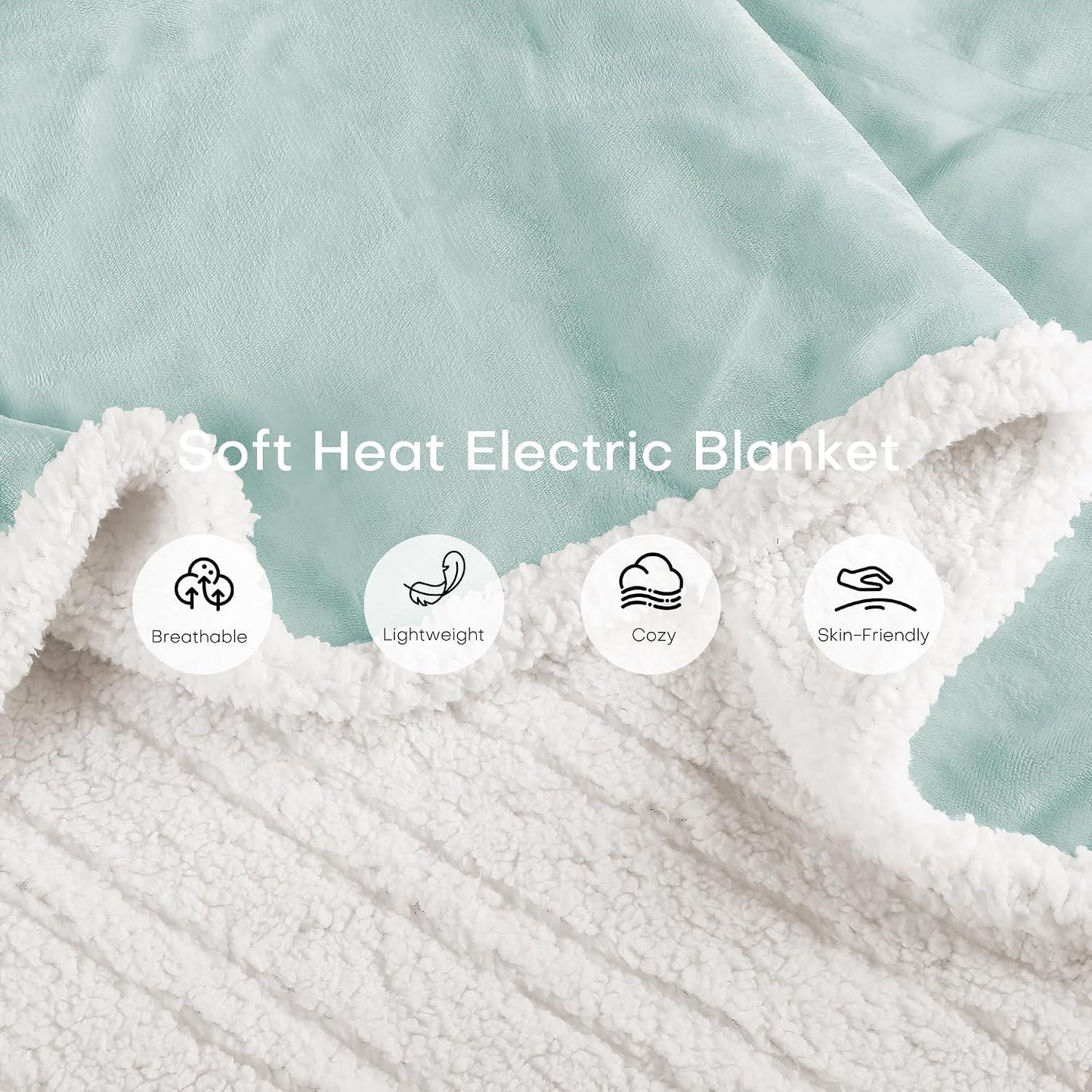 Electric Heated Blanket Full Size 72"x84" – Light Gray | ETL for Safe Overnight, 4 Heat Settings & 10H Auto Off, Dual-Sided Microplush Sherpa for Home Night, Machine washable