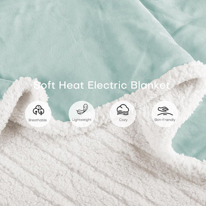 Electric Heated Blanket Full Size 72"x84" – Light Gray | ETL for Safe Overnight, 4 Heat Settings & 10H Auto Off, Dual-Sided Microplush Sherpa for Home Night, Machine washable