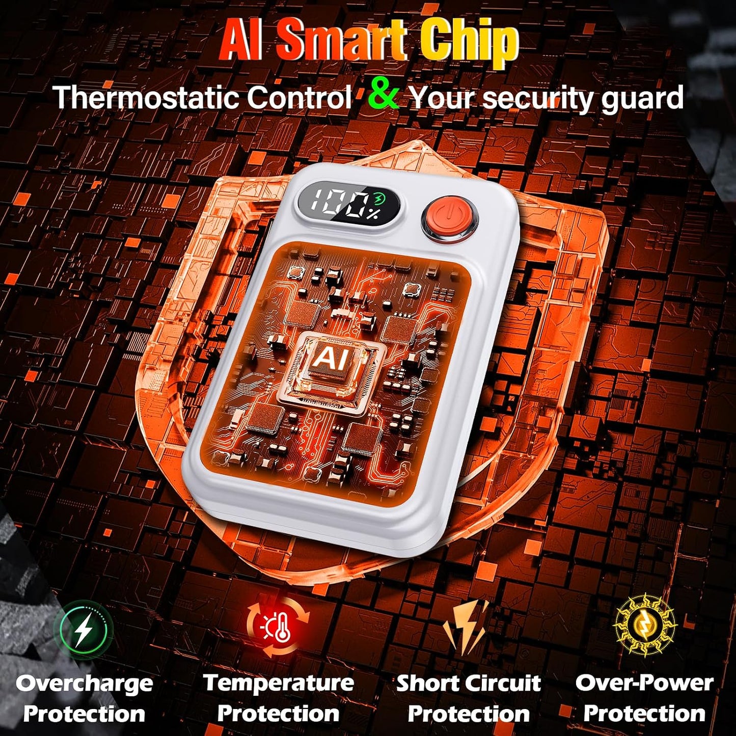Electric Hand Warmers Rechargeable 2 Pack, Magnetic AI Hand Warmers with LED Display & 4 Levels, Portable Pocket Heater, Gifts for Christmas, Camping, Golf, Raynauds, Hunting, Women & Men