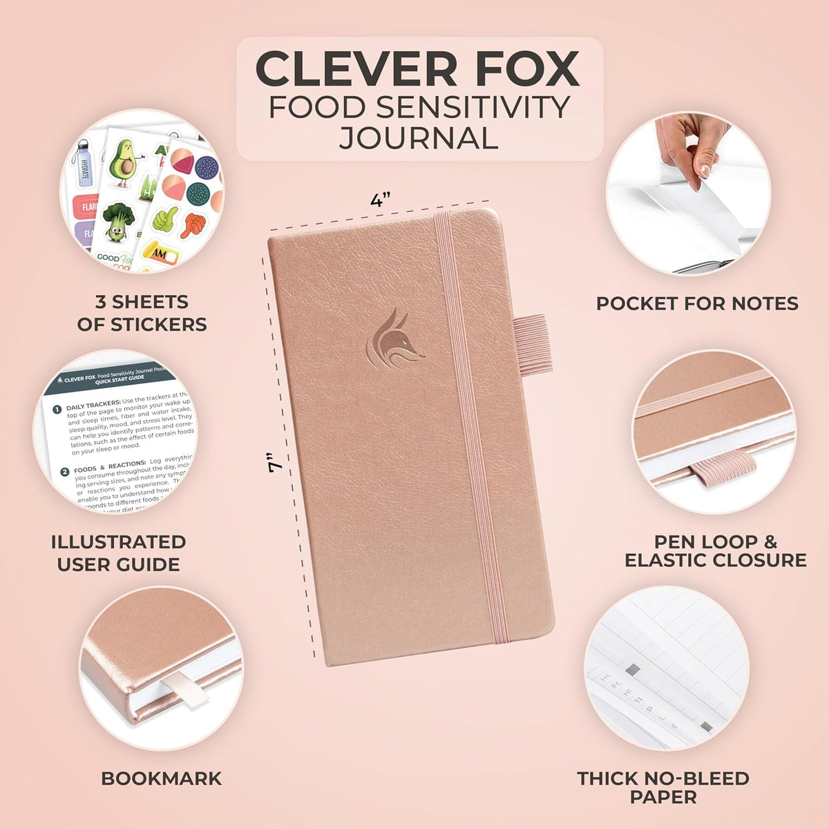 Clever Fox Food Sensitivity Journal & Symptom Diary, 8.5x11 Purple