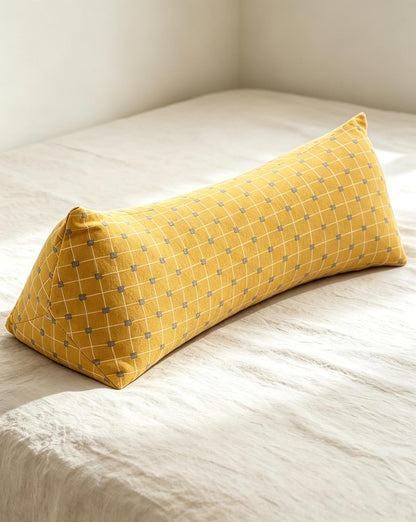 Cervical Buckwheat Neck Roll Pillow for Pain Relief, Firm Neck Support Bolster for Back Sleepers, Washable Cover, Ideal for Office Lunch Break, Blue 15 X 5 Inches