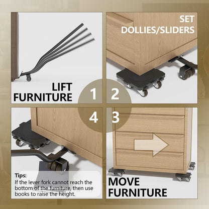 Lengthening Furniture Lifter Tool with Height-Adjustable Base – Ideal for Heavy Furniture Movers Sliders and Wheels Lifts Furniture Easily Without Effort up to 660 lbs (Innovative Lifter - M Sliver)