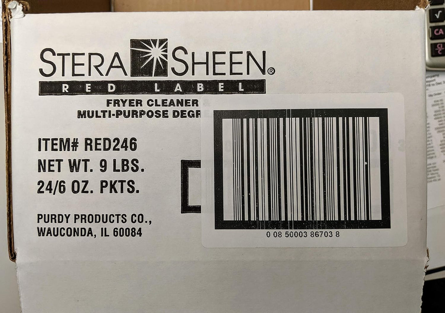 Stera Sheen Fryer Cleaner, 24 x 6 oz. Pkts, Stera Red Label Food Grade Fryer Cleaning Powder, Fryer Boil Out, Easy Use Portion Packets