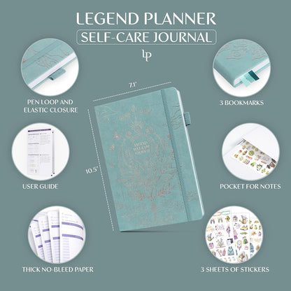 Legend Self-Care Journal – Guided Daily Reflection Journal to Support Mental & Physical Health – Daily Mood, Meditation & Personal Development Notebook – 7.1x10.5”, Lasts 3 Months (Turquoise)
