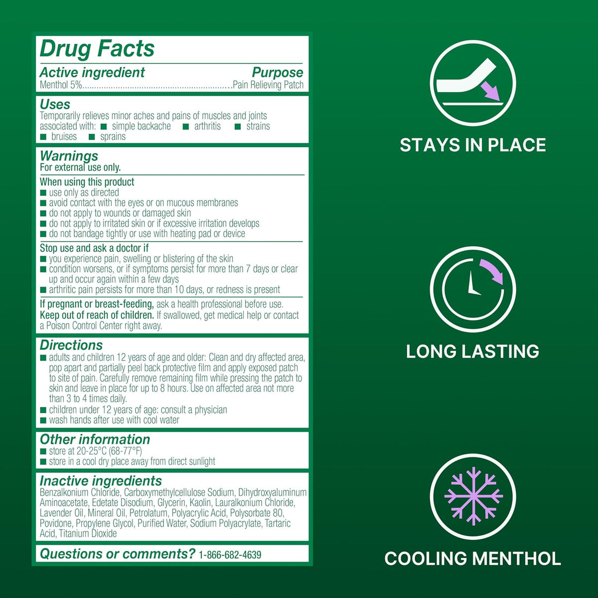 Biofreeze Day & Overnight Pain Relief Patches, Menthol Pain Patches for Arthritis & Muscle Pain Relief, Comfortable & Flexible Fabric Stays in Place, 9 Patches (6 Day, 3 Night)