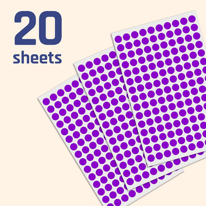 3000 Pieces, Small Colored Dot Round Stickers Labels - 10 Colors, 0.375"