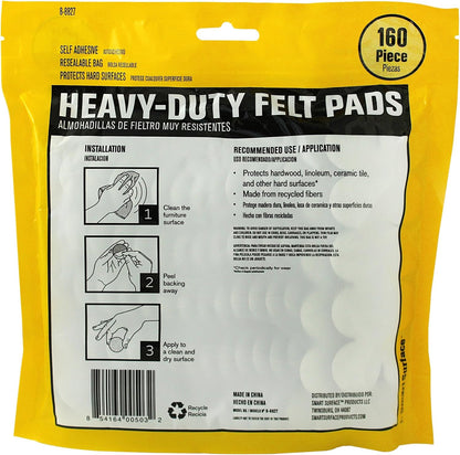 8727 Heavy Duty Self Adhesive Furniture Felt Pads 1-Inch Round Oatmeal 160-Piece Value Pack in Resealable Bag