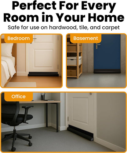 Everlasting Comfort 1 Sided Door Draft Stopper for Bottom of Door - Keeps Cold Air in & Heat Out, 100% Sound Proofing Strip Gap Filler, Quick Install Noise Blocker Sweep for Home - Fits 36" Doors