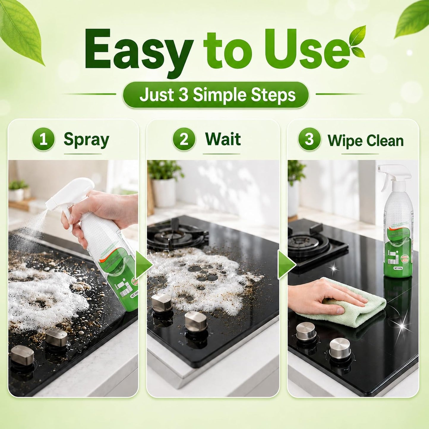 Upgrade Kitchen Spray Cleaner, Multi-Purpose Heavy Duty Grill Cleaner Foam | New Effective Stubborn Grease, Cooktop Degreaser, Professional Grease Remover Cleaning Spray for Oven, Range Hood, Sink