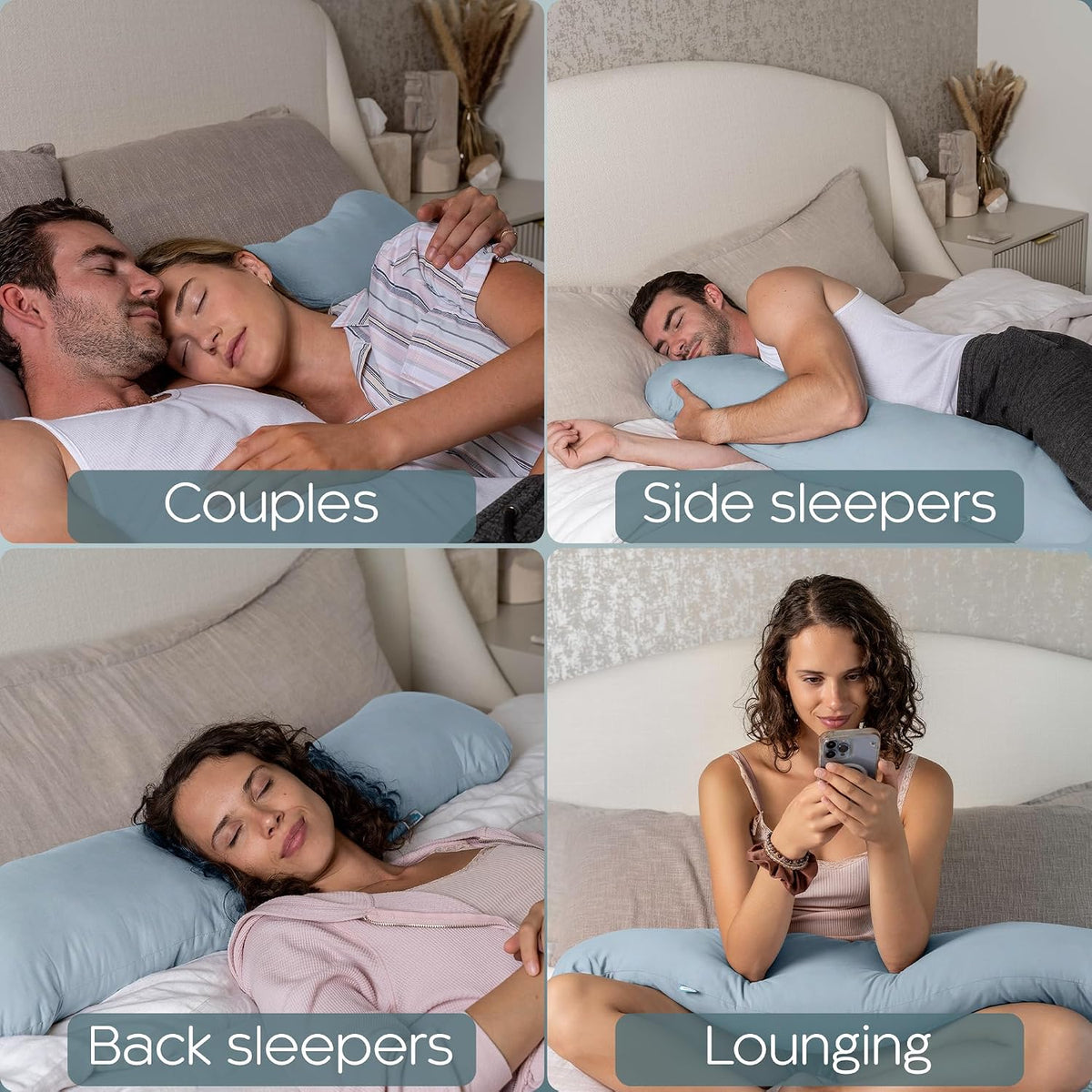 SleepCloud Weighted Body Pillow 6.5lbs, Cooling Tencel Cover, 41” x 10”