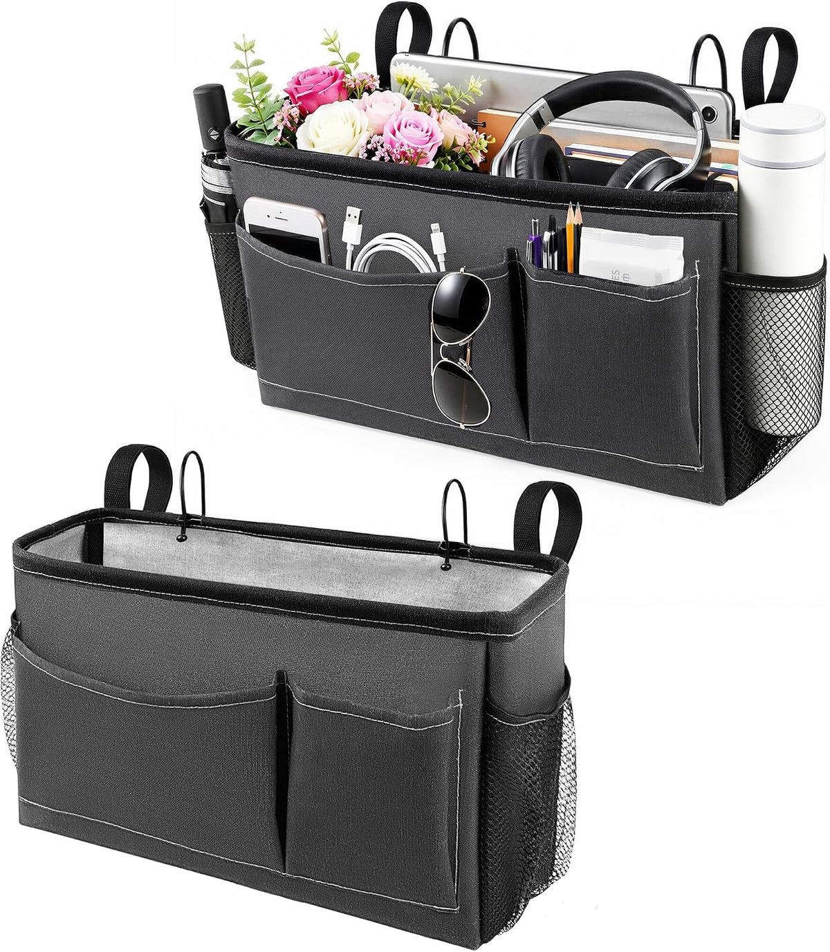 Fab totes Bedside Caddy for Dorm Bed, Bedside Storage Bag Hanging Organizer