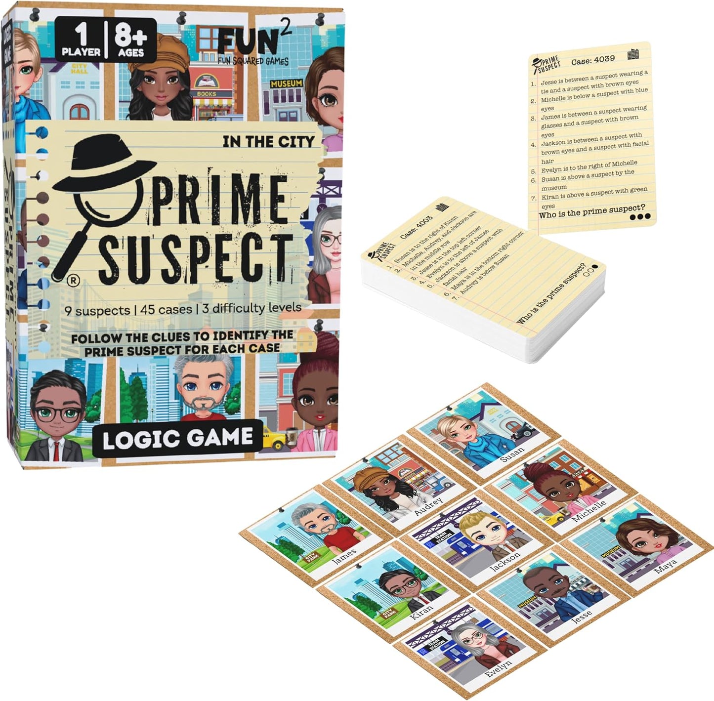 Prime Suspect Logic Game with 45 Case Cards | Single Player or Group Play | Ages 8+ | Compact Brain Teaser Game | Detective Game (Prime Suspect: Original)